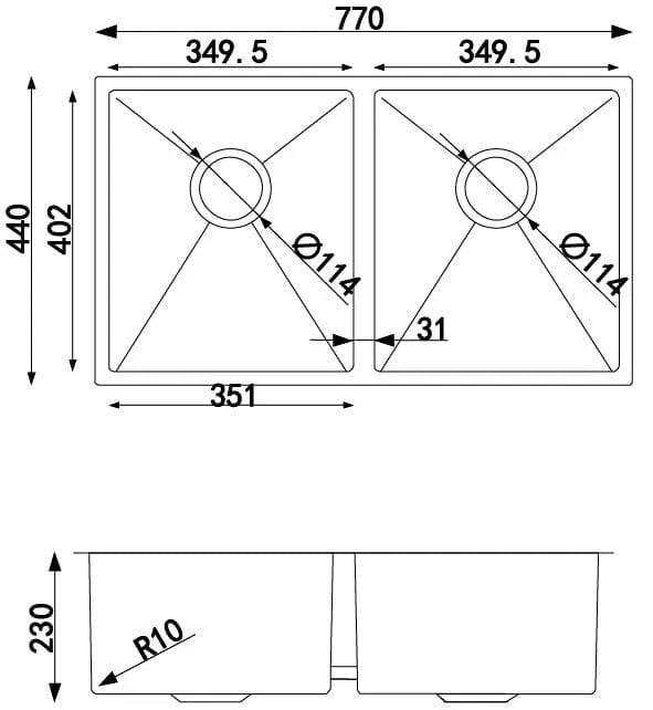 Stainless Steel Kitchen Sink CH7744R.KS