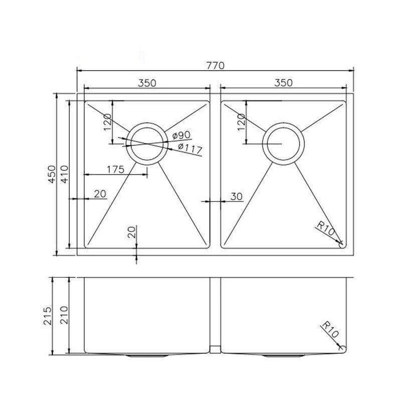 Stainless Steel Kitchen Sink GM7745-P.KS