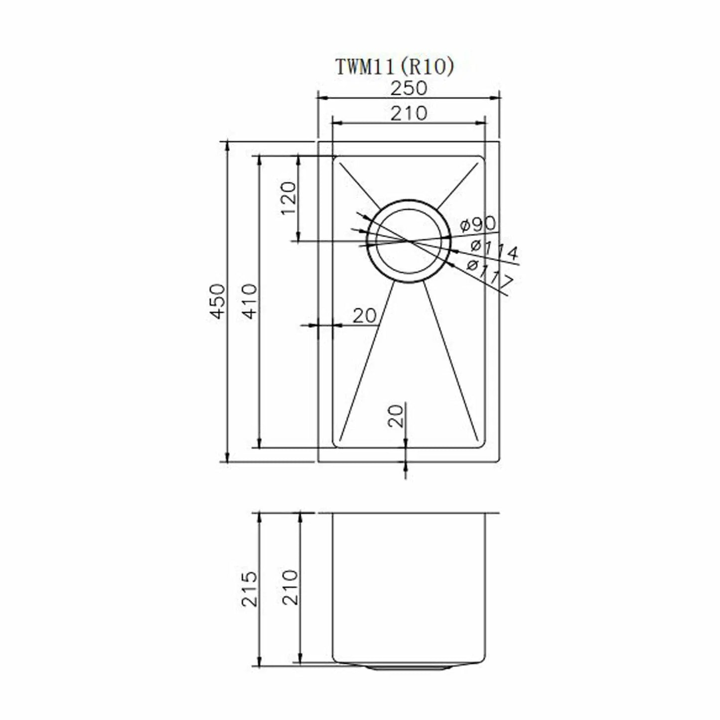 Stainless Steel Kitchen Sink TWM11