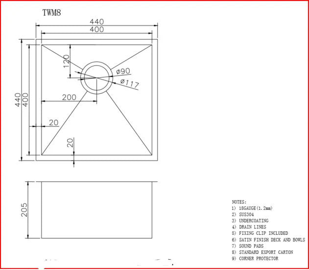 Stainless Steel Kitchen Sink GM4444-P.KS