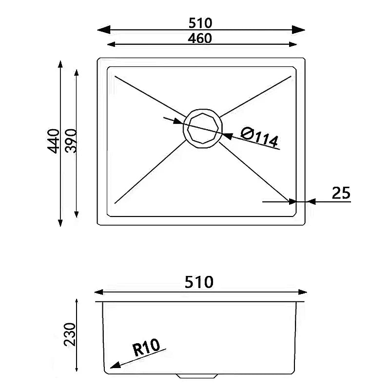 Stainless Steel Kitchen Sink OX5144R.KS