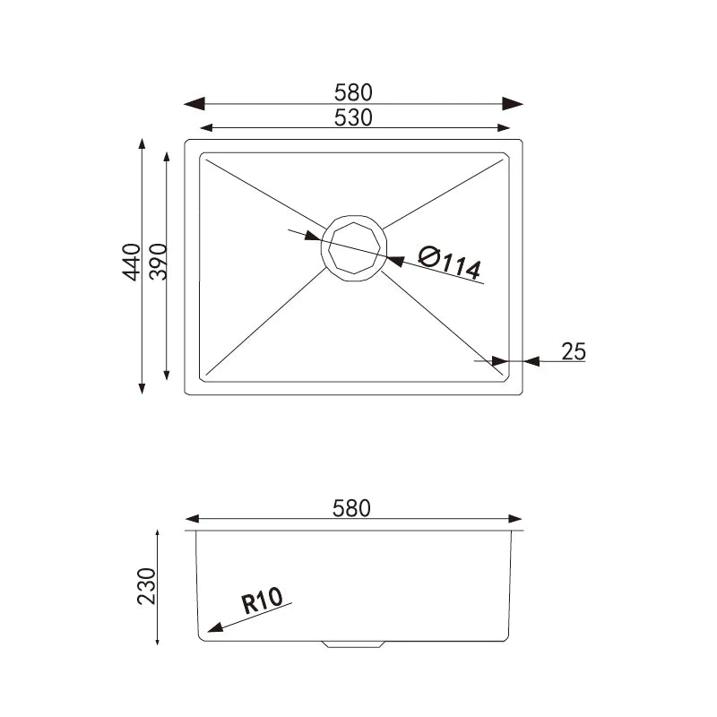 Stainless Steel Kitchen Sink OX5844R.KS