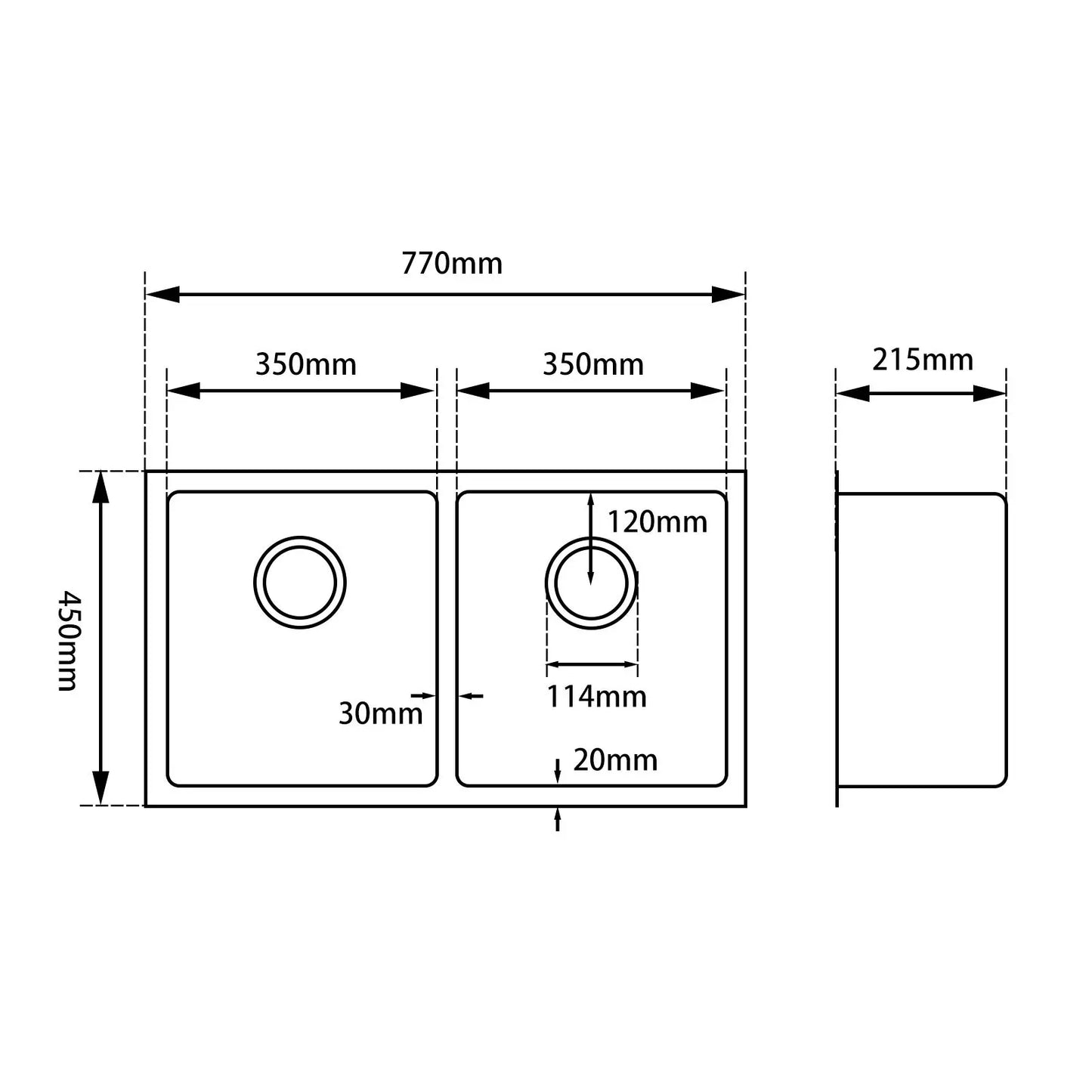 Stainless Steel Kitchen Sink OX7745R.KS