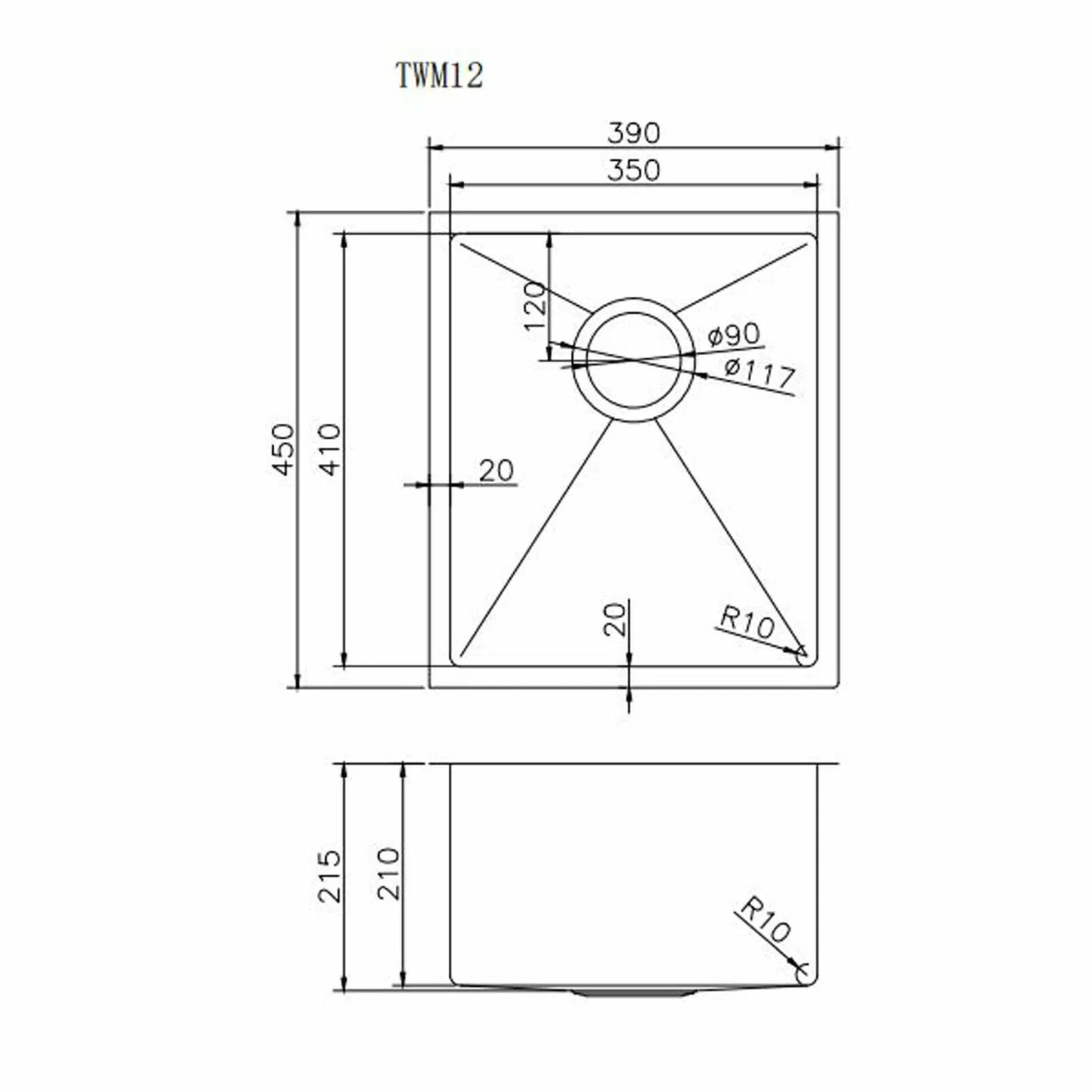Stainless Steel Kitchen Sink TWM12