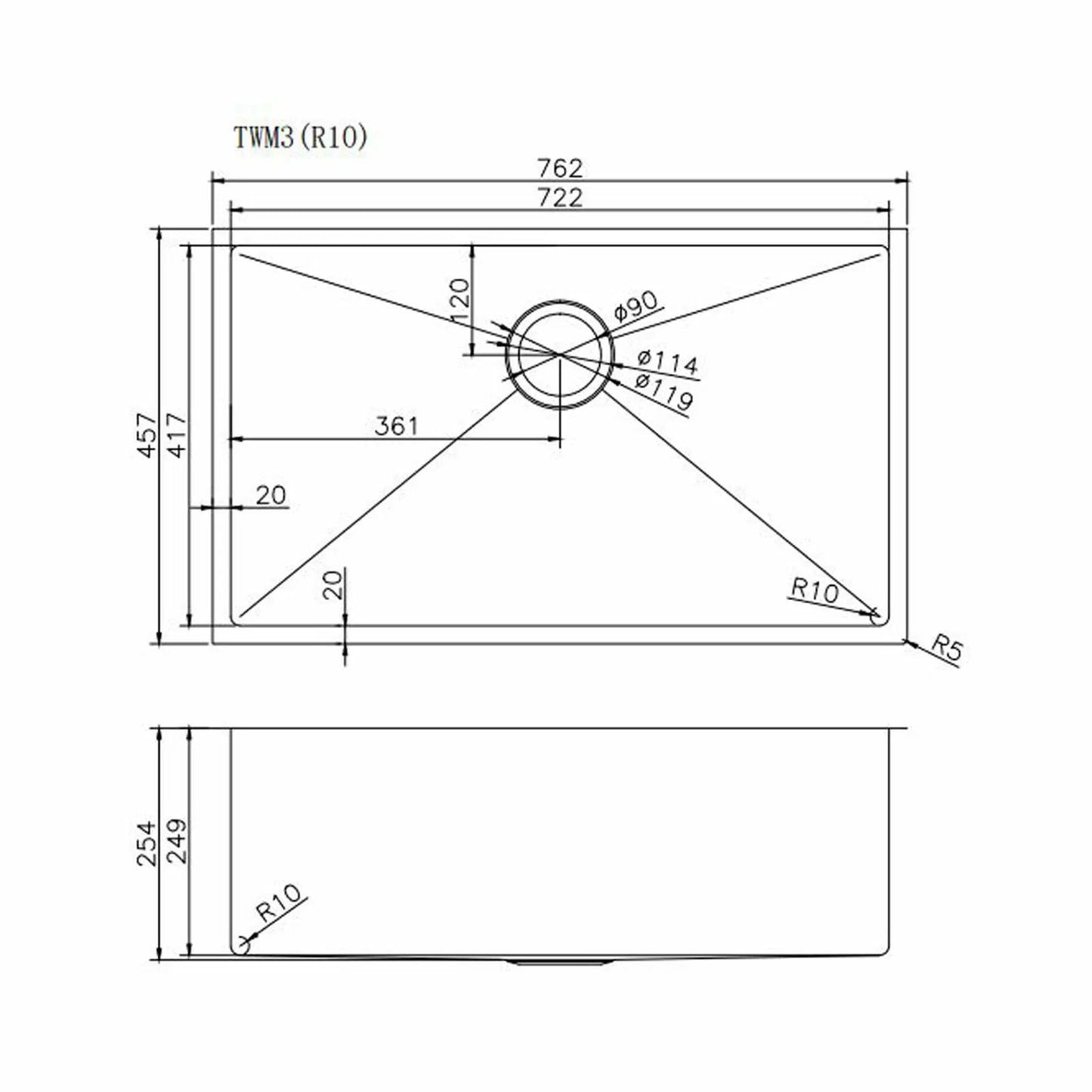 Stainless Steel Kitchen Sink TWM3
