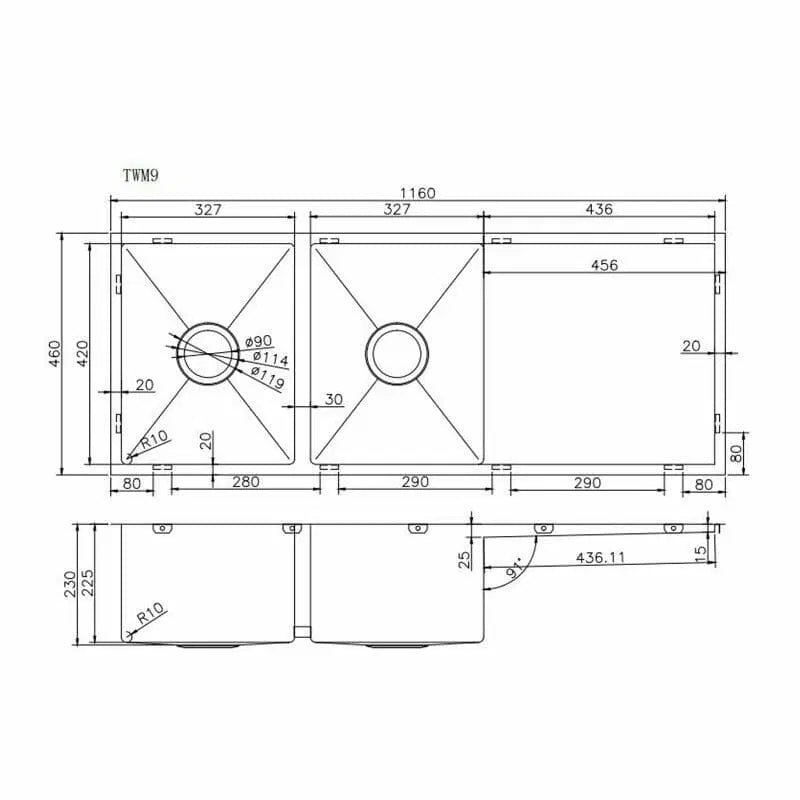 Stainless Steel Kitchen Sink TWM9